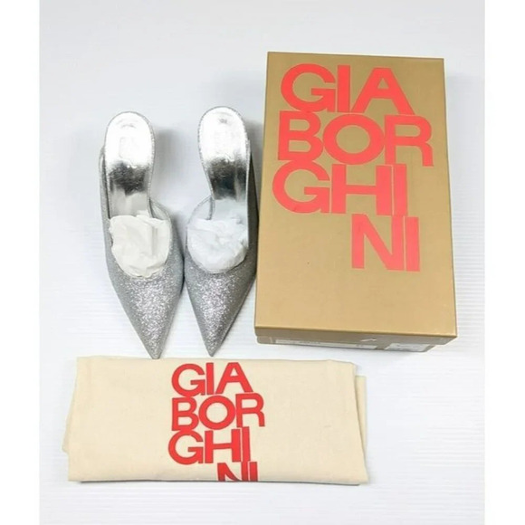 Gia Borghini Women's Abella Glitter Pointed Toe Heel Mules Size 37 (MSRP $550) - Picture 3 of 11